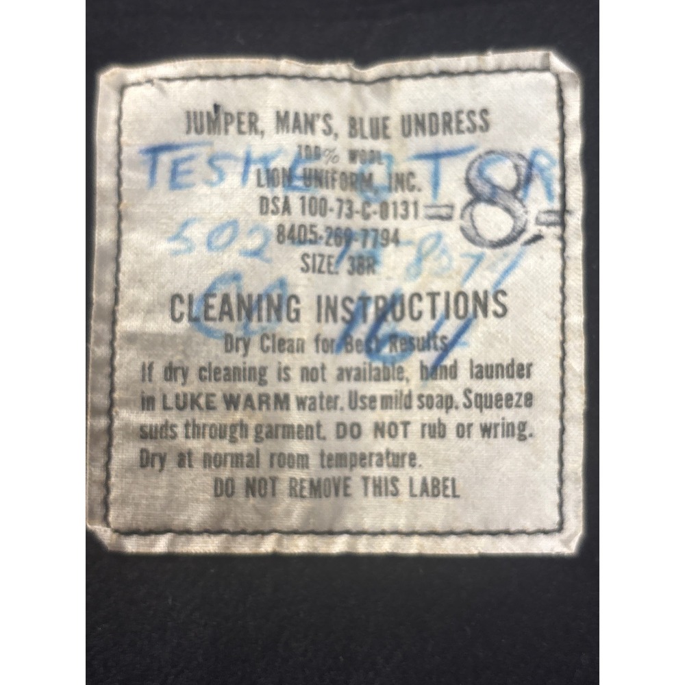 Vintage US Navy Wool Jumper Mens Size 38R Blue Undress Uniform Shirt‎ - Picture 4 of 14